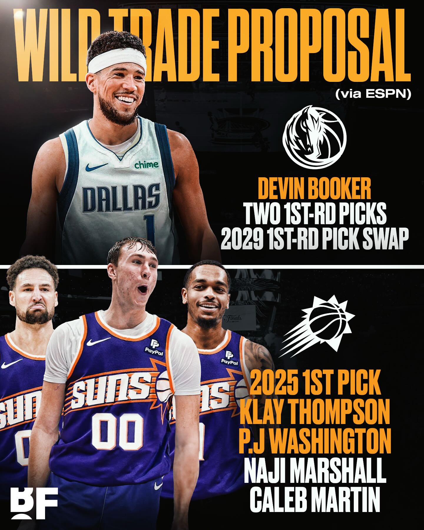 ESPN交易模拟:独行侠送出状元签+克莱等4将换布克+2首轮签等